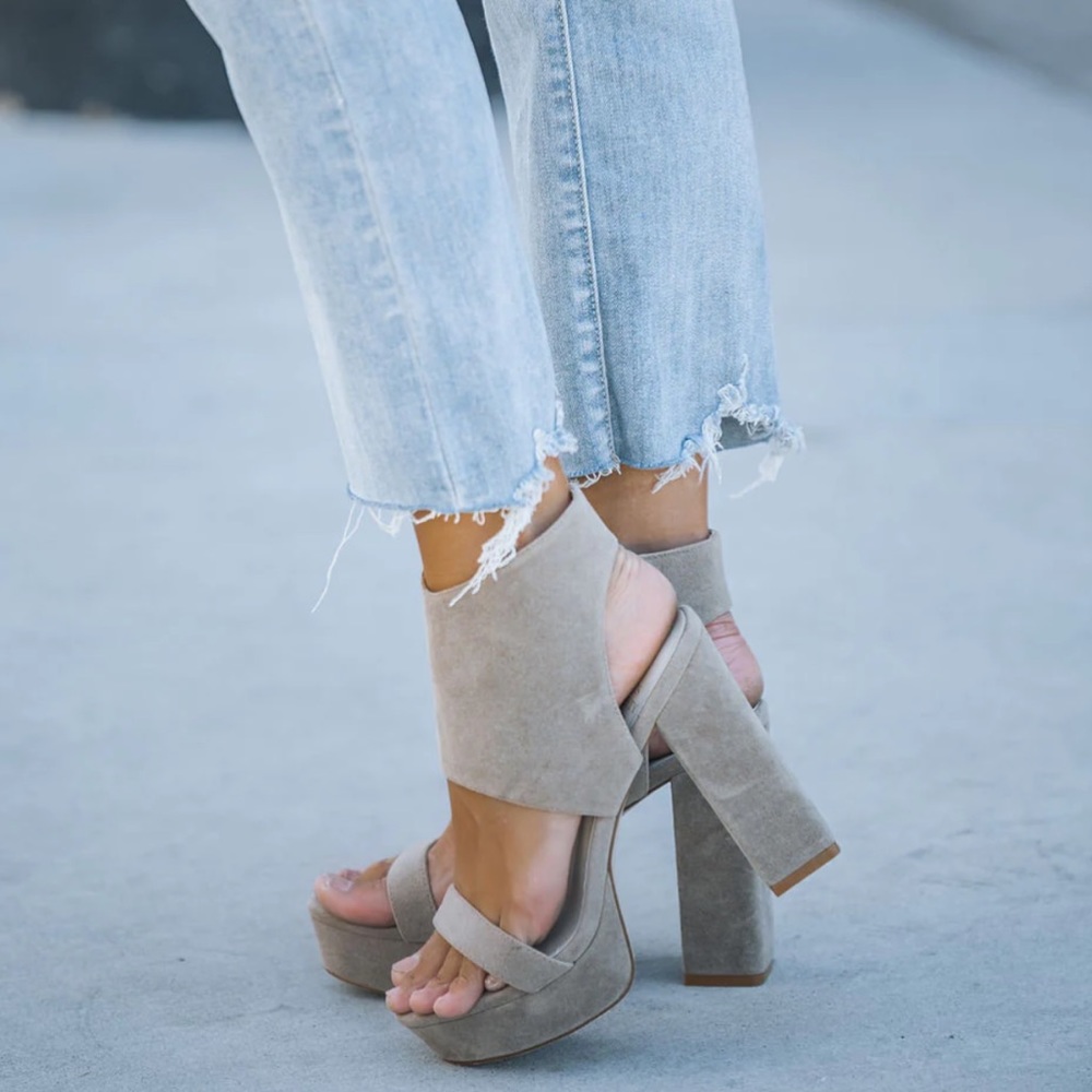 Faux Suede Platform Sandals